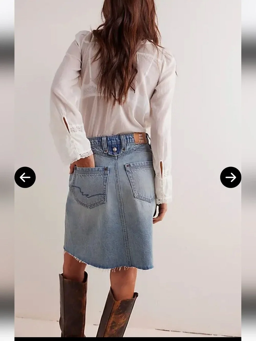 Free People We The Free Suzy Denim midi skirt Sz 26 $128